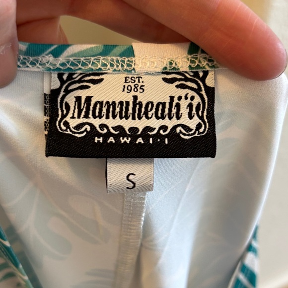 NEW Manuhealii Teal Leaf Print Tank Top, Small - Picture 4 of 4